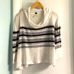 We The Free Seaside Linen Blend Cowl Neck Pullover Medium